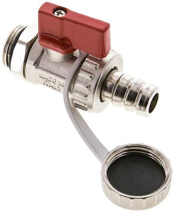 KFE-Kugelhahn G 1/2" mit Tülle, Messing vernickelt