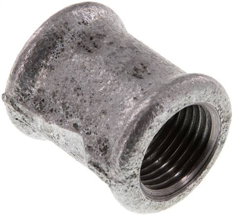 Rundmuffe Rp 1/2"-Rp 1/2", Temperguss verzinkt