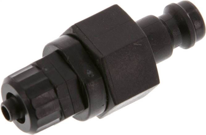 Kupplungsstecker (NW5) 6x4mm Schlauch, POM, beidseitig absperrend