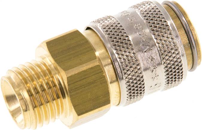 Temperier-Schnellkupplung 9mm Zapfen,G 1/4"(AG), Messing, ohne Ventil