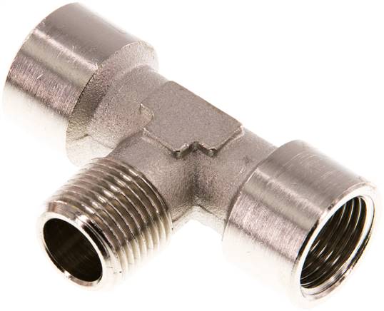 T-Einschraubstück G 3/8"(IG)-R 3/8"(AG), Messing vernickelt