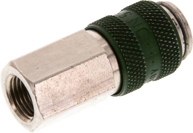 Schnellkupplung (NW5) G 1/8"(IG), Messing vernickelt, grün