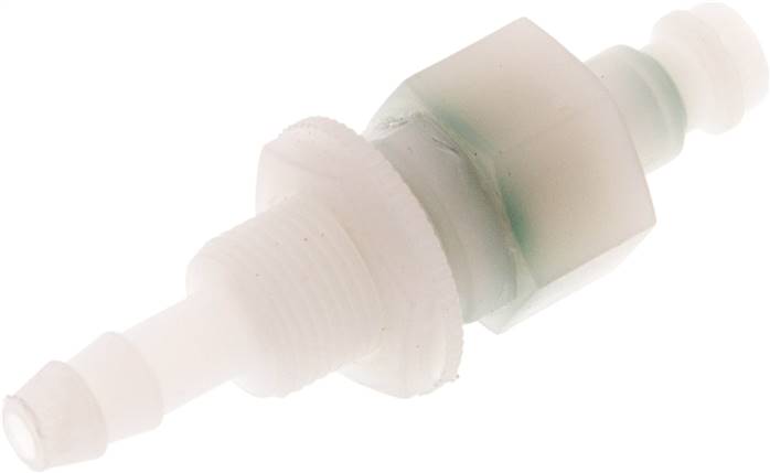 Schott-Kupplungsstecker (NW5) 6 (1/4")mm Schlauch, PVDF, beidseitig absperrend