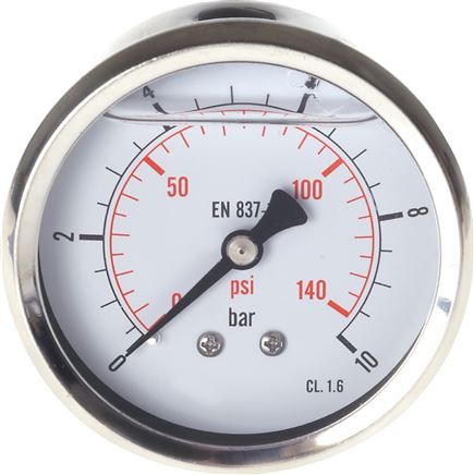 Glycerin-Manometer waagerecht (CrNi/Ms),63mm, 0 - 250bar -Eco-Line