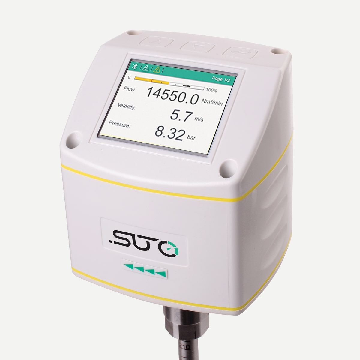 S430 Pitotrohr-Durchflussmesser feuchte Druckluft, Einstechsensor 220 mm, 4-20 mA + Impuls
