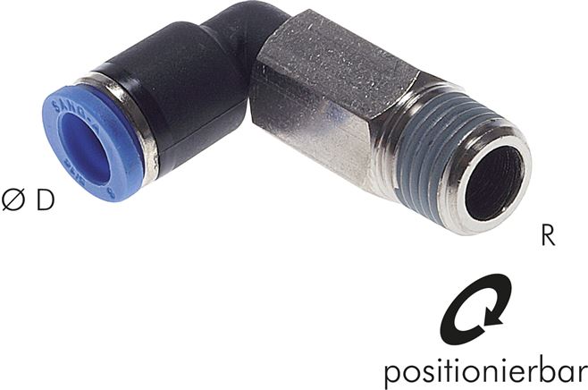 Winkel-Steckanschluss, lang R 1/2"-10mm, IQS-Standard