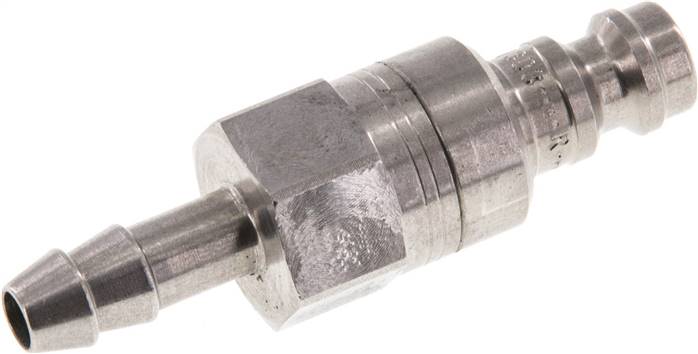 Kupplungsstecker (NW5) 6 (1/4")mm Schlauch, Edelstahl, beidseitig absperrend
