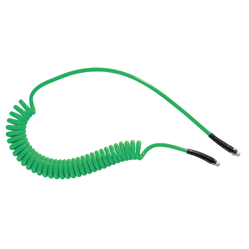 Prevost Polyurethan Spiralschläuche 6,5 x 10 mm - 6 m mit festem Gewindeanschluss und drehbarem Gewindeansch, Grün