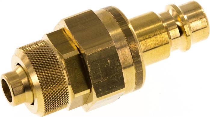 Kupplungsstecker (NW7,2) 10x8mm Schlauch, Messing, beidseitig absperrend