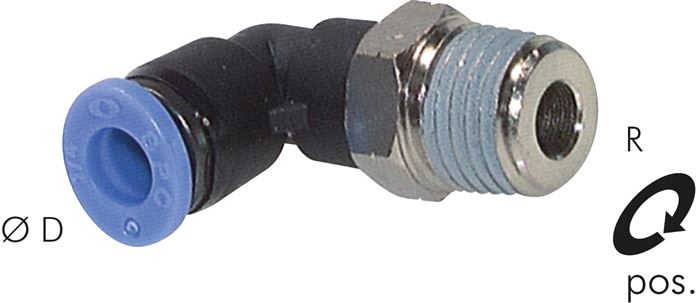 Winkel-Steckanschluss NPT 1/4"-3/16" (4,76 mm), IQS-Inch