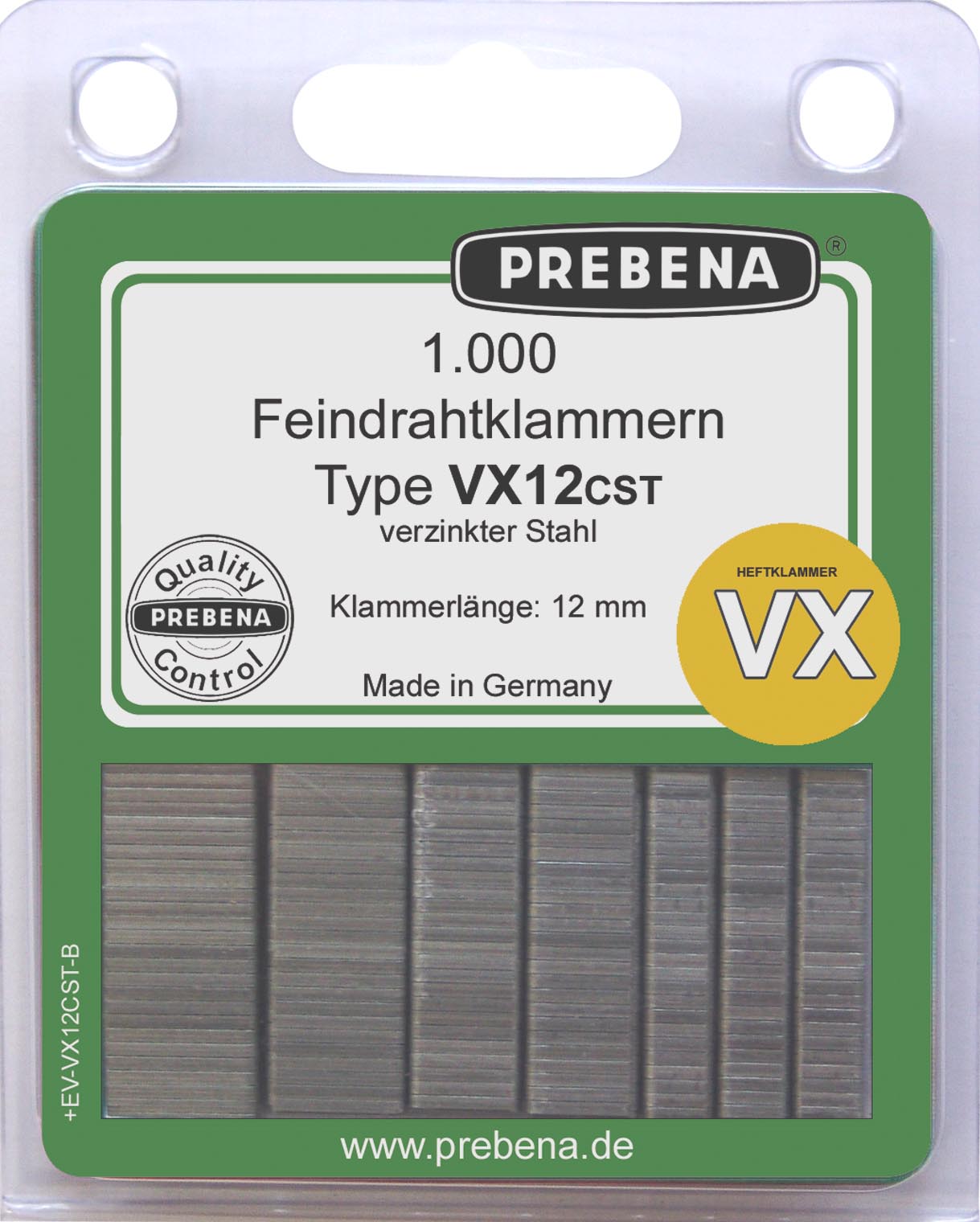 Prebena Heftklammern im Blister VX12CST-B verzinkter Stahl