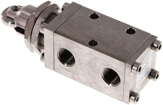 3/2-Wege (NC/NO)-Endschalter, G 1/4", Rolle, Edelstahl