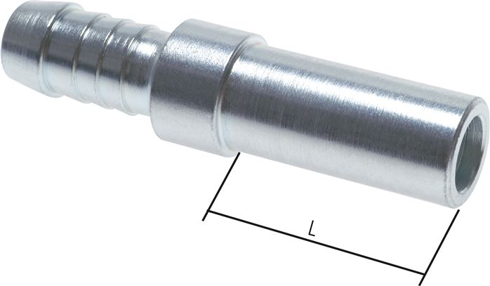 Schlauchnippel Rohr 8, Schl. 5 - 6mm, Stahl verzinkt