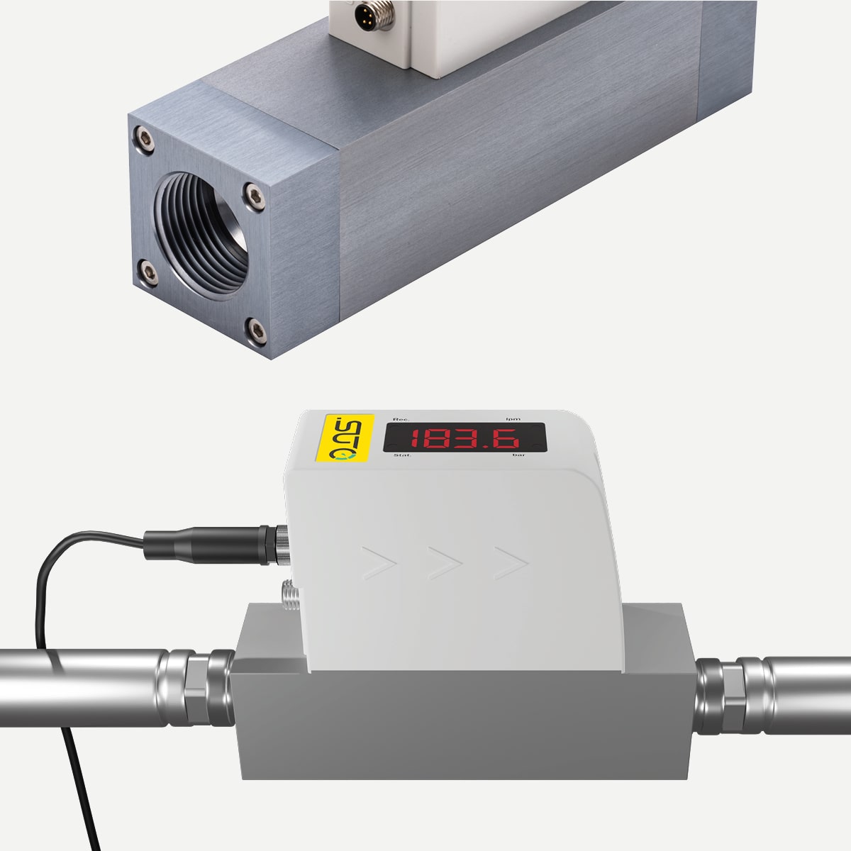 S415 Inline-Durchflussmesser Druckluft, Aluminium, DN50, Display, Modbus/RTU