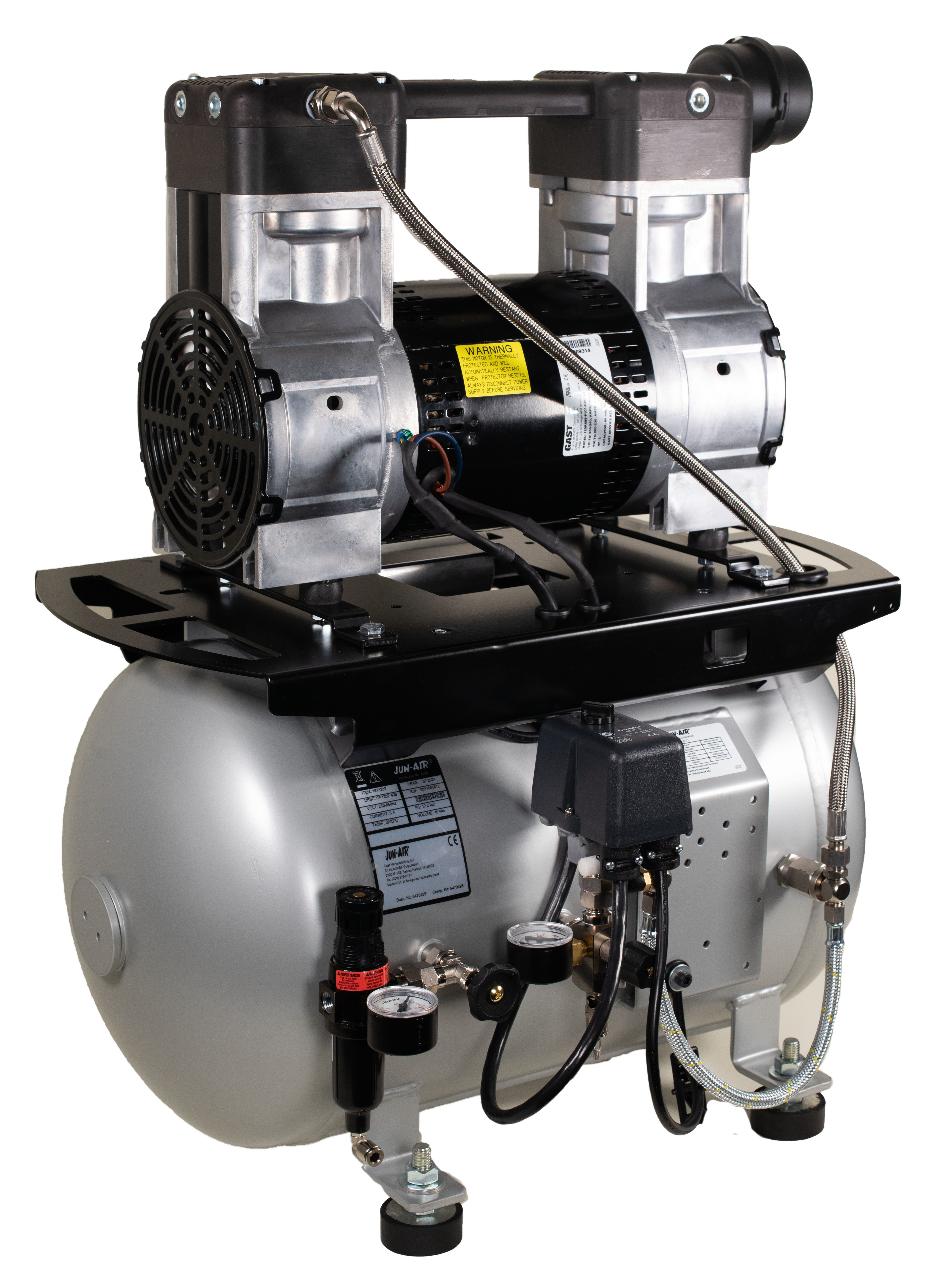 JUN-AIR ölfreier leiser Kompressor 120R-40B mit Tank