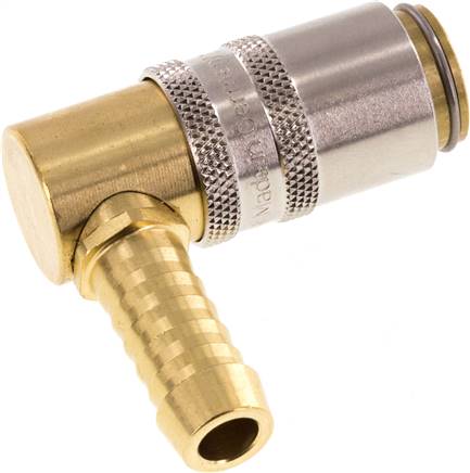 Temperier-Schnellkupplung (Winkel 90°) 9mm Zapfen, 9 (3/8")mm Schlauch, ohne Ventil