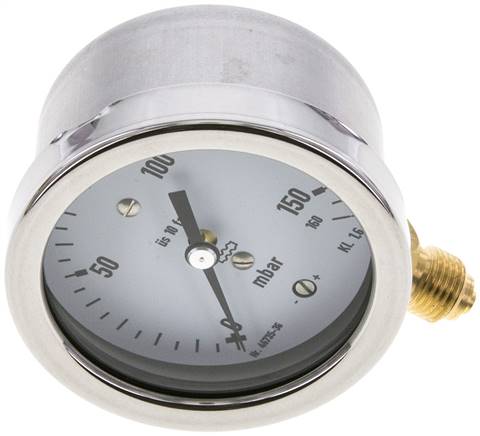Manometer senkrecht 63mm, 0 - 160 mbar, G 1/4"