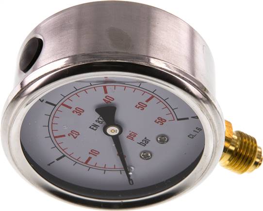 Glycerin-Manometer senkrecht (CrNi/Ms), 63mm, 0 - 4 bar -Eco-Line