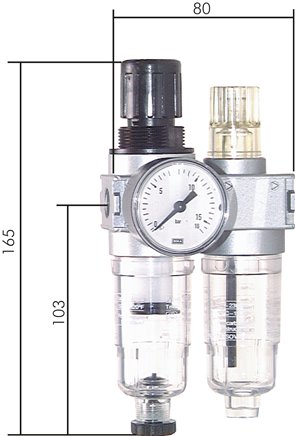 MULTIFIX Wartungseinheit (0), 2-tlg., G 1/4", 0,1 - 3 bar, Kondensatablass automatisch (drucklos geschlossen)