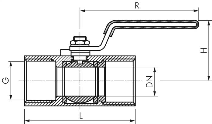 1-teiliger Edelstahl-Kugelhahn, G 3/4", 0 bis 63bar