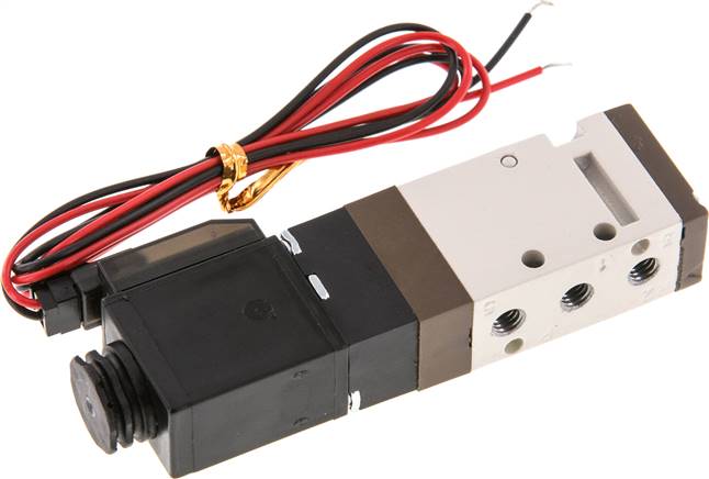 5/2-Wege Magnetventil, M 5, Federrückstellung, 24 V=, Stecker SY100, mit LED inkl. 600 mm Kabel