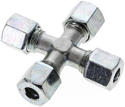 Kreuz-Schneidringverschraubung 8 L (M14x1,5), Stahl verzinkt