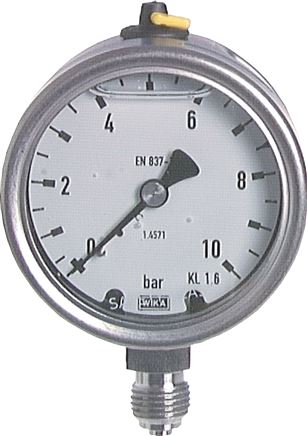 Chemie-Glycerin-Manometer senkrecht, 63mm, -1 bis 1,5 bar