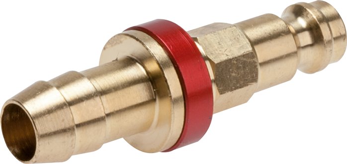 Kupplungsstecker (NW5) 9 (3/8")mm Schlauch, rot, Achteck SW10