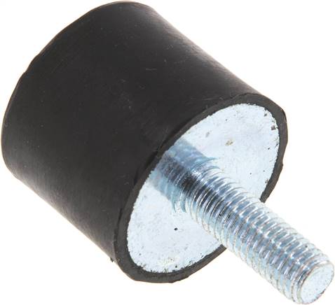 Gummi-Metall-Puffer einseitig mit Gewindestift M 8 x 23, D= 30 - H= 25 mm