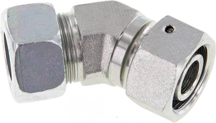 Einstellb. 45°-Schneidringverschraubung 18 L (M26x1,5), Stahl verzinkt, mit Dichtkegel und O-Ring