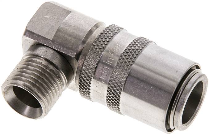90°-Temperier-Schnellkupplung 13mm Zapfen,M 16x1,5(AG), Edelstahl, ohne Ventil