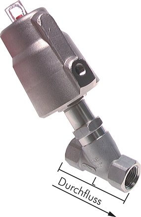 Schrägsitzventil 1.4408, G 1-1/2", geschlossen, Standard, Edelstahl, 0 - 20 bar