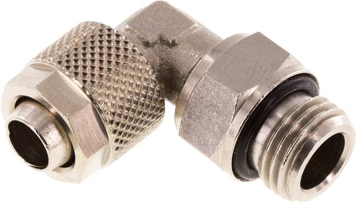 Winkel-Drehverschraubung G 1/4"-10x8mm, Messing vernickelt