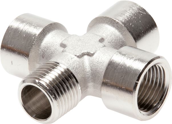 Kreuzstück G 1/2"(IG)-R 1/2"(AG), Messing vernickelt
