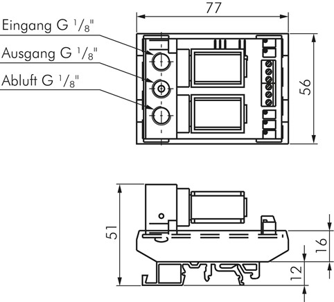 Proportionaldruckregler G 1/8",0 - 1 bar,0 - 10 V, für DIN-Schiene