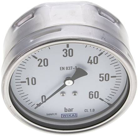 Manometer waagerecht (CrNi/Ms), 100mm, 0 - 60 bar