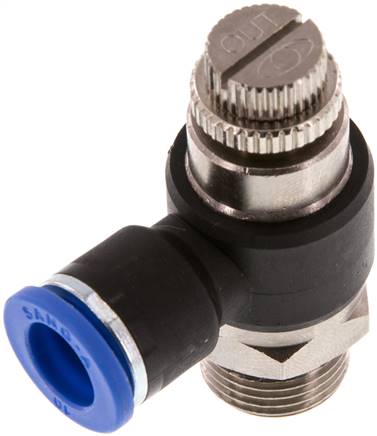 Winkel-Drosselrückschlagventil G 3/8"-10mm,abluftregelnd (Standard)