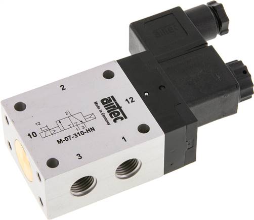3/2-Wege Magnetventil, G 1/4", Luftfederrückstellung (NO), 24 V=