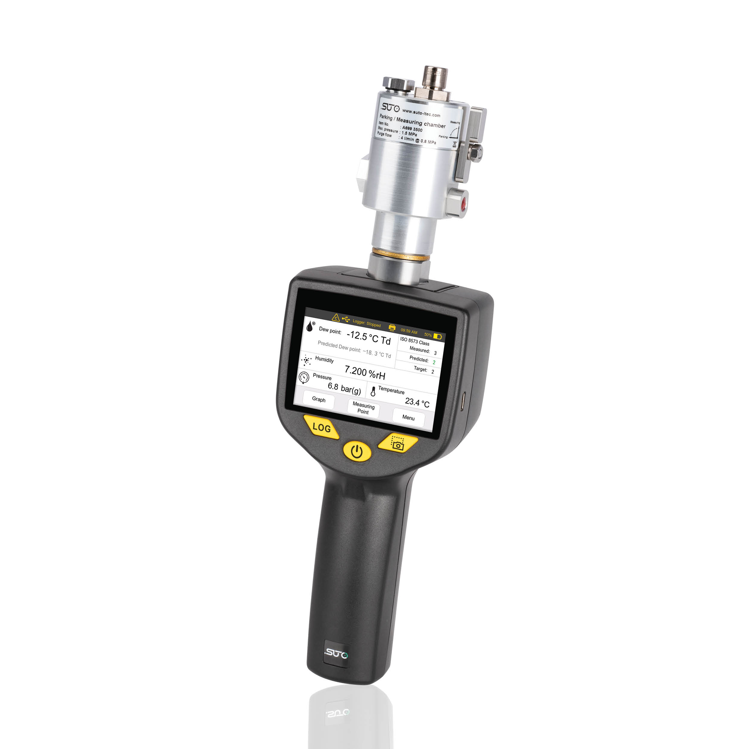 S520 Mobiles Taupunktmessgerät für Druckluft und Gase, -60…+50 °C Td, Drucksensor 16 bar