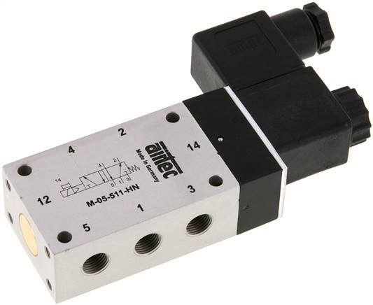5/2-Wege Magnetventil, G 1/8", Feder, 24 V AC
