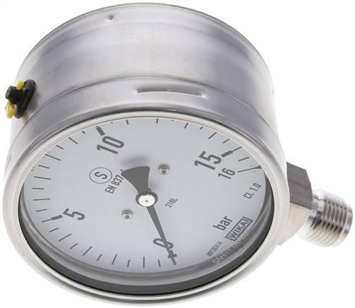Sicherheits-Manometer senkrecht, 100mm, 0 - 16 bar