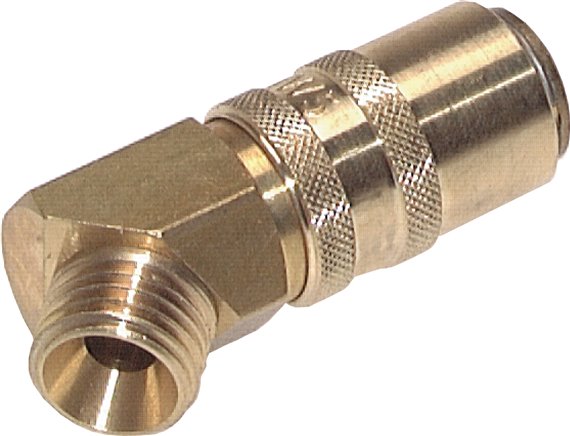 45°-Temperier-Schnellkupplung 9mm Zapfen,M 14x1,5(AG), Messing, für Stecker beidseitig absperrend