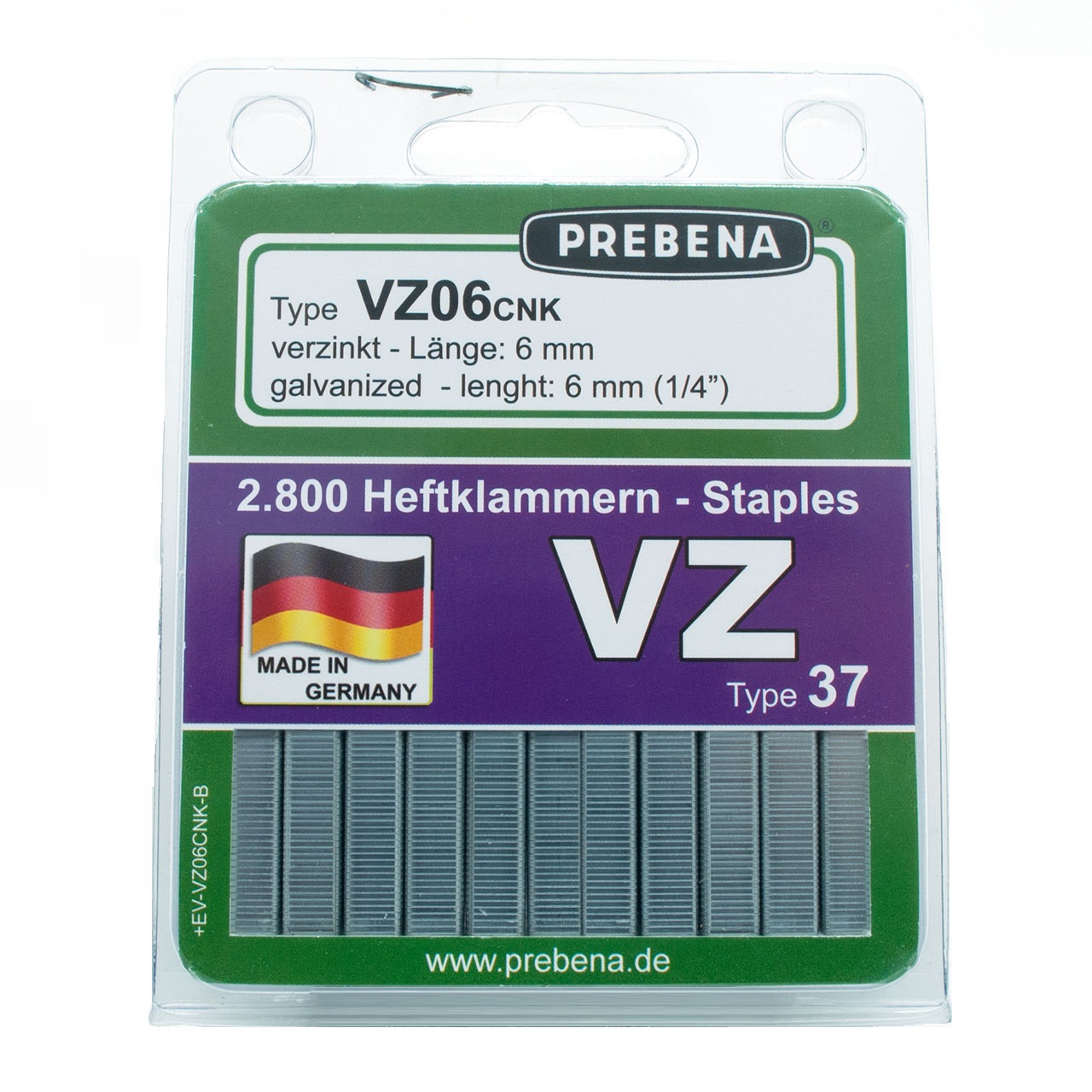 Prebena Heftklammern im Blister VZ06CNK-B verzinkt