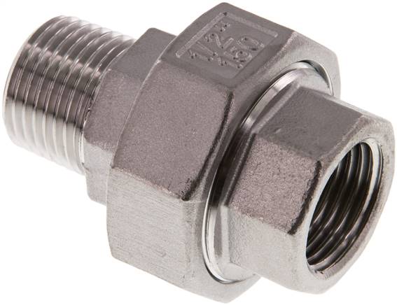 Verschraubung flach dichtend Rp/R 1/2" (IG/AG), Edelstahl
