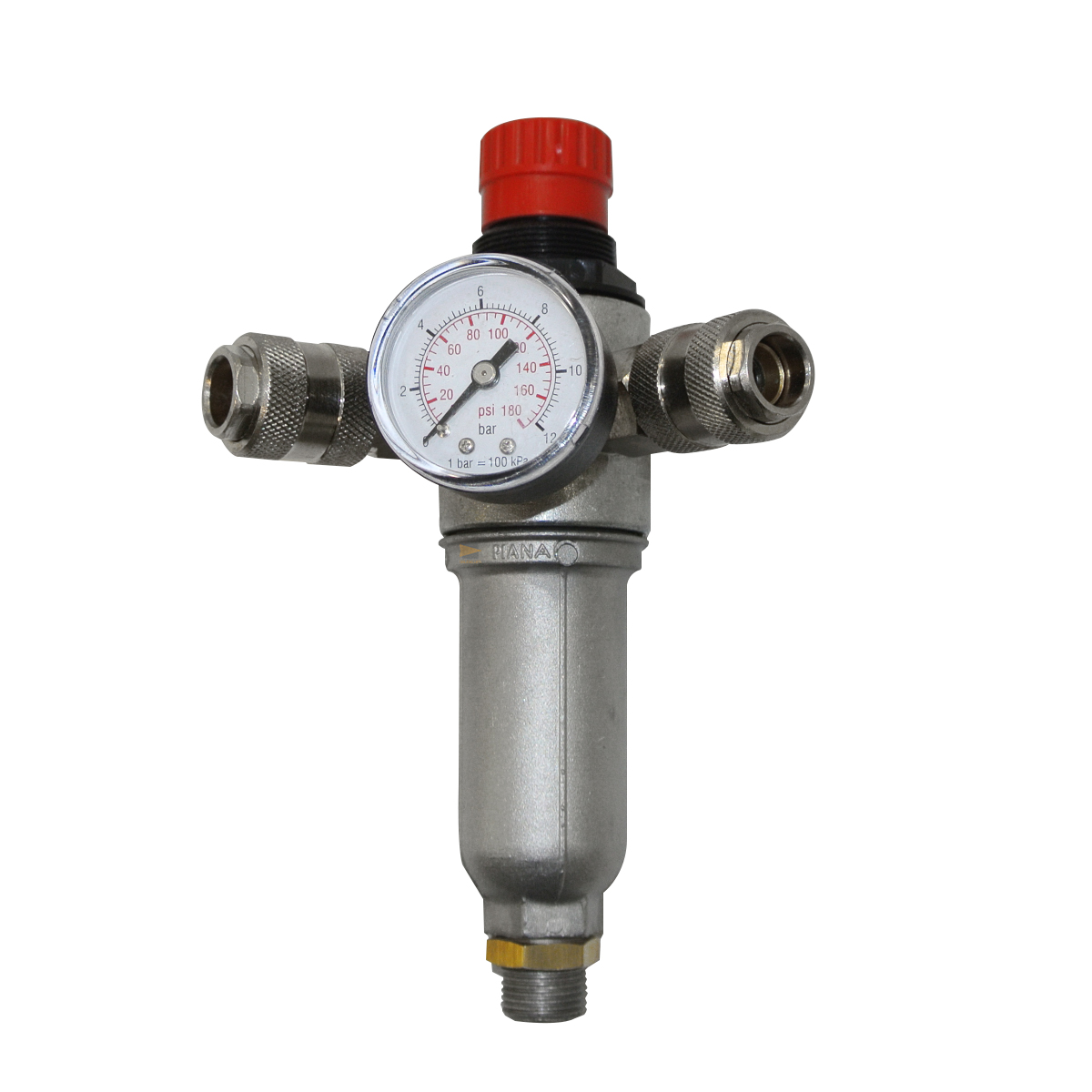 Filterdruckminderer inkl. 2 Kupplungen und Manometer - Anschluss unten 3/8"
