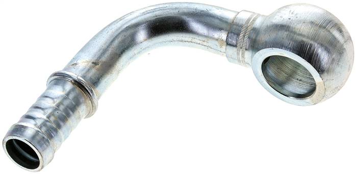 90°-Schlauchnippel 22mm Ring, 17 - 18mm, Stahl verzinkt