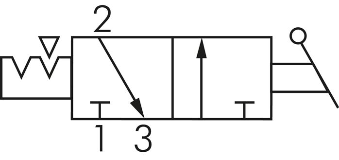 Kipphebelventil 3/2-Wege, Druckeingang: Ringstück, 4 mm (außen)-G 1/8" (AG)