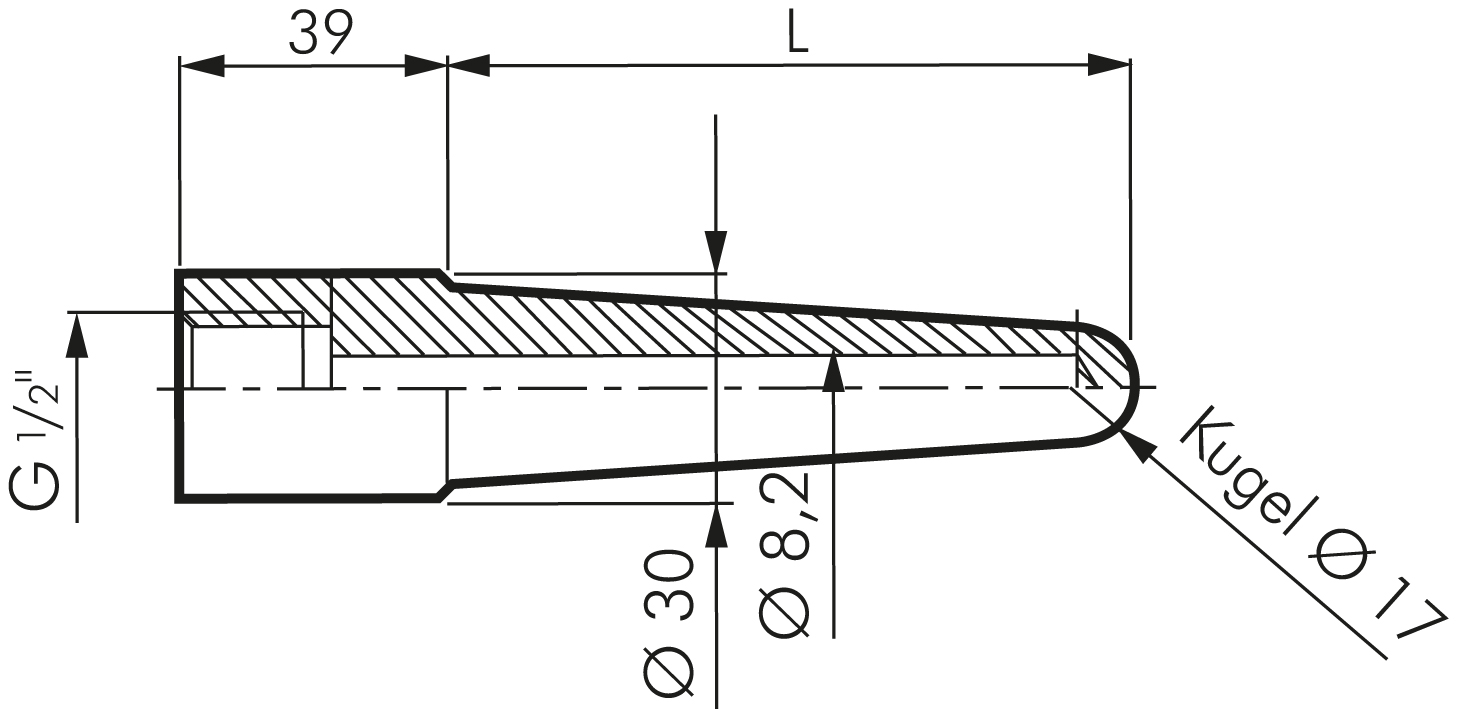 Schutzrohr zum Einschweißen, 100mm, 1.4571 Typ TR 10012 AS ES