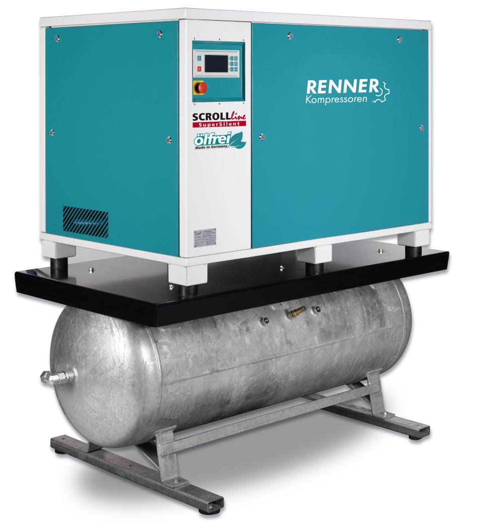 RENNER-Scrollkompressor SuperSilent SLDM-S 11,0 10 bar als Mehrfachanlage auf 500L Behälter -Ölfrei