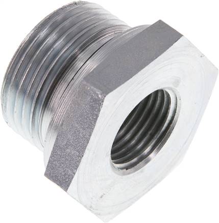 Hydraulik-Reduzierung G 1"(AG)-G 1/2"(IG), Stahl verzinkt, Elastomerdichtung